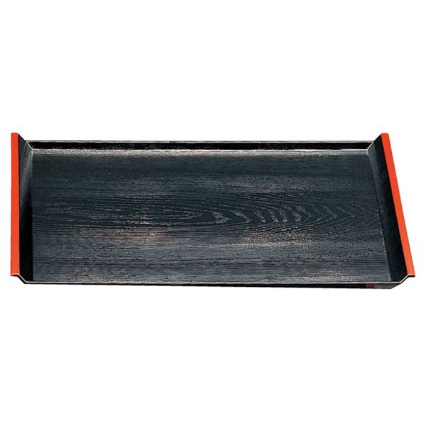 尺4 アイディー木目盆/トレー 【黒天朱】 425mm×310mm×21mm 日本製 〔和食 レストラン 居酒屋 店舗 お店〕【代引不可】