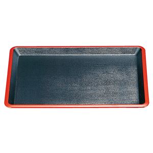 尺3 弥生布目盆/トレー 【黒天朱】 396×305×20mm 日本製 〔和食 レストラン 居酒屋 店舗 お店〕【代引不可】