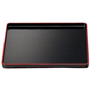 尺2 千筋長手盆/トレー 【黒天朱SL】 360×277×20mm 日本製 〔和食 レストラン 居酒屋 店舗 お店〕【代引不可】