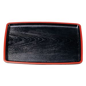 尺2 渕太胴張木目盆/トレー 【黒天朱】 379×270×19mm 日本製 〔和食 レストラン 居酒屋 店舗 お店〕【代引不可】