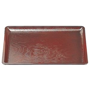 尺3 地木目長手盆/トレー 【溜】 391×306×24mm 日本製 〔和食 レストラン 居酒屋 店舗 お店〕【代引不可】