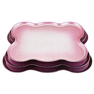 尺5 足付まゆ型トレー/おぼん 【ピンク雲流ぼかし】 455×340×41mm 日本製 〔和食 レストラン 店舗 お店〕【代引不可】
