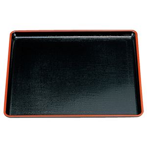 9寸 かすり角盆/トレー 【黒天朱】 270mm×270mm×18mm 日本製 〔和食 レストラン 居酒屋 店舗 お店〕【代引不可】