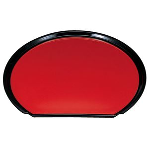 尺5 半月フライト盆/トレー 【朱天黒】 452×396×19mm 日本製 〔和食 レストラン 居酒屋 店舗 お店〕【代引不可】