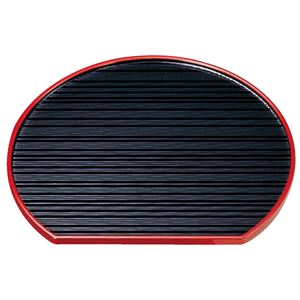 尺2 乱引半月盆/トレー 【黒渕天朱】 360mm×319mm×11mm 日本製 〔和食 レストラン 居酒屋 店舗 お店〕【代引不可】