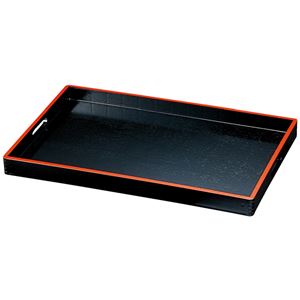 2尺 ABS 枠目はじき脇取盆/トレー 【黒天朱 A 木】 603×393×43mm 日本製 〔和食 レストラン 居酒屋 店舗 お店〕【代引不可】