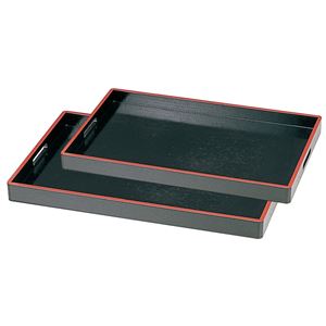 尺5 木製目はじき脇取盆/トレー 【黒天朱 木】 454×302×39mm 日本製 〔和食 レストラン 居酒屋 店舗 お店〕【代引不可】