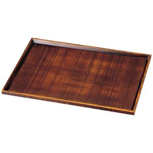 尺4 木製荒彫長手盆/トレー 【栃塗 木】 425×309×17mm 日本製 〔和食 レストラン 居酒屋 店舗 お店〕【代引不可】
