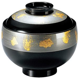 3.1寸 布袋椀/お椀 【グレー金箔帯 A】 直径97×高さ89(66)mm 日本製 〔和食 レストラン 店舗 お店〕【代引不可】