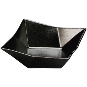 7.0寸 折紙鉢/和食器 【黒クリヤータタキ (深) A】 210mm×200mm×76mm 日本製 〔和食 レストラン 店舗 お店〕【代引不可】