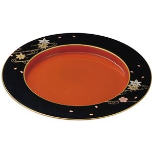 31cm 段付丸プレート/和食器 【春秋 内柿朱 網別 TA】 直径309×30mm 日本製 食洗機対応 〔和食 レストラン 居酒屋 店舗 お店〕【代引不可】