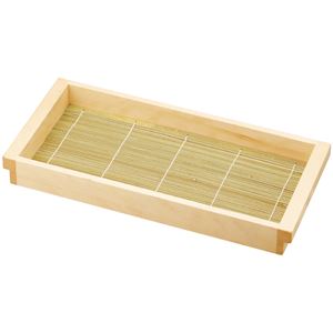 木製 板そば/蕎麦ざる 【尺1 クリヤー塗 竹ス付 木】 320×180×40mm 日本製 〔和食 レストラン 店舗 お店〕【代引不可】