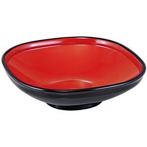 8.5寸 角ふる里鉢/和食器 【黒内朱 A】 265mm×265mm×78mm 日本製 〔和食 レストラン 店舗 お店〕【代引不可】