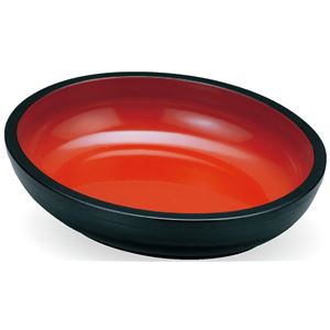 尺2 小判盛込鉢/和食器 【黒内朱 A】 350mm×300mm×77mm 日本製 〔和食 レストラン 店舗 お店〕【代引不可】