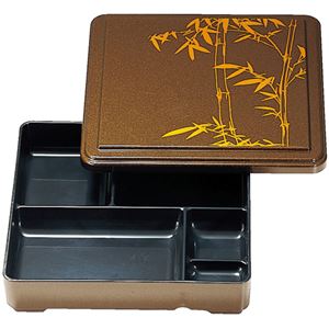 7寸 角福来弁当/和食器 【梨地竹 A】 205×205×50mm 日本製 〔和食 レストラン 居酒屋 店舗 お店〕【代引不可】