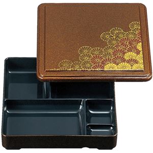 7寸 角福来弁当/和食器 【野菊 A】 205×205×50mm 日本製 〔和食 レストラン 居酒屋 店舗 お店〕【代引不可】