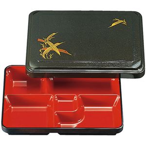 9寸 長手渕木目弁当/和食器 【パール笹 A】 261×200×54mm 日本製 〔和食 レストラン 居酒屋 店舗 お店〕【代引不可】