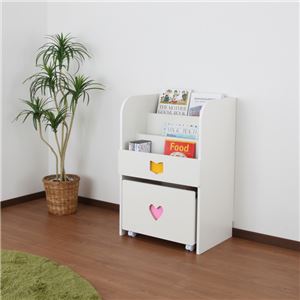 おかたづけしたくなるワゴン付きマガジンラック 女の子用 【完成品】【代引不可】