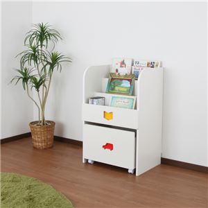 おかたづけしたくなるワゴン付きマガジンラック 男の子用 【完成品】【代引不可】