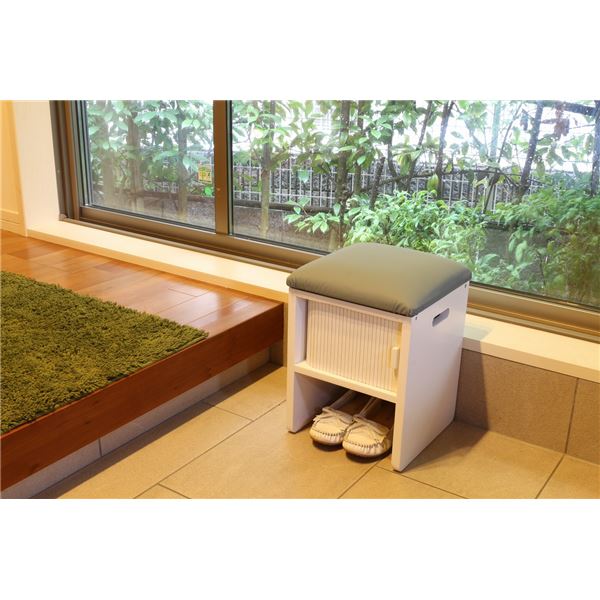 ジャバラ扉のスツールボックス ホワイト