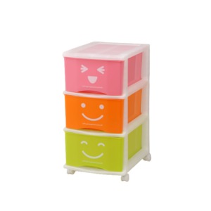 子供用 収納棚/収納ラック 【ハッピーケース 3段】 33×42×67cm 日本製 キャスター付き ポリプロピレン 〔リビング〕