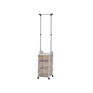 ハンガーラック/衣類収納 【3S型】 33×44×180cm 日本製 引き出し キャスター付き ハンガーボックス 〔寝室 ベッドルーム〕