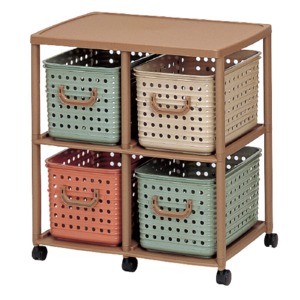 スリムバスケットラック/衣類収納 【4W型】 66×44.5×69.8cm 日本製 キャスター付き ポリプロピレン 〔脱衣所 洗面所〕