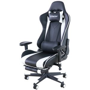 ゲーミングチェア 約幅70cm ホワイト フットレスト キャスター 肘付き 回転式 高さ調節可 組立品 リビング