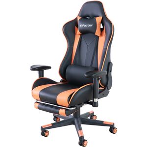 ゲーミングチェア 約幅70cm オレンジ フットレスト キャスター 肘付き 回転式 高さ調節可 組立品 リビング