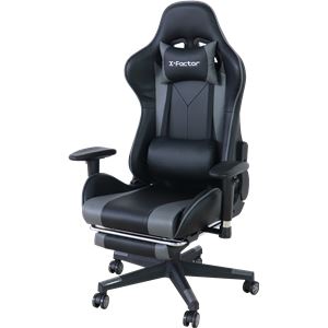 ゲーミングチェア 約幅70cm グレイ フットレスト キャスター 肘付き 回転式 高さ調節可 組立品 リビング