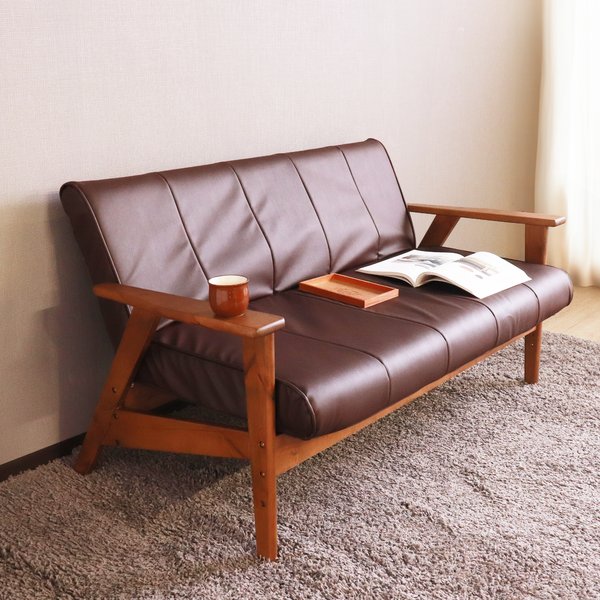 リクライニングソファ PVC-BR ブラウン 組立式【代引不可】