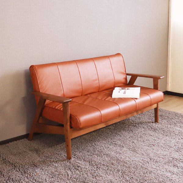 リクライニングソファ PVC-DBR ダークブラウン 組立式【代引不可】