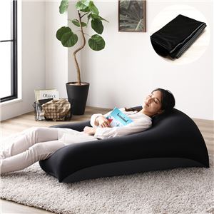 ビーズクッション用 〔別売り 替え カバー 単品 ブラック〕 約110cm×71cm 特大 日本製 吸水 速乾 帯電防止 洗える