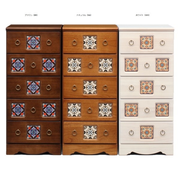 チェスト タンス 5段 幅44.5cm ホワイト 日本製 木製 桐材 アンティーク調 引き出し収納 ベッドルーム 寝室 完成品