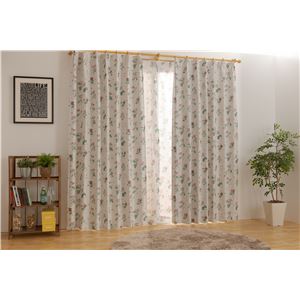 カーテン 幅100×丈178cm 2枚組 ローズ D-02 洗える 遮光 厚地 形状記憶加工 アジャスターフック 共生地タッセル付き ルドゥーテ