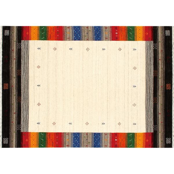 防炎 ラグマット/絨毯 【約140×200cm 767/マルチ】 ホットカーペット対応 インド製 『ファインギャベ』 767/MULTI【代引不可】