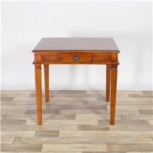 木製 ダイニングテーブル/食卓机 【S】 幅80cm×奥行80cm×高さ73cm マホガニー材 引き出し付き 真鍮製取っ手 組立品