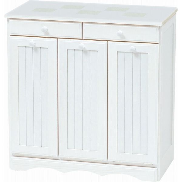 ダストボックス ゴミ箱 約幅69cm 3分別 ホワイト 15Lペール3個付き キャスター付き 完成品 キッチン 台所 引っ越し【代引不可】