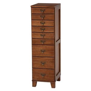 書類収納 収納ケース 9段 幅28cm ブラウン 木製 桐 ネーム入れ付き 脚付き リビング ダイニング 書斎 勉強部屋