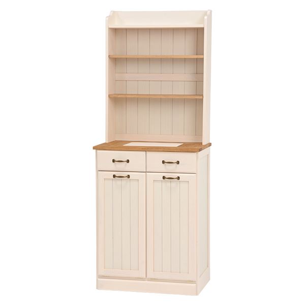 ダストボックス ゴミ箱 約幅59cm 2分別 25L×2個付き ナチュラルアイボリー 引き出し収納付き キッチン 台所 引っ越し【代引不可】