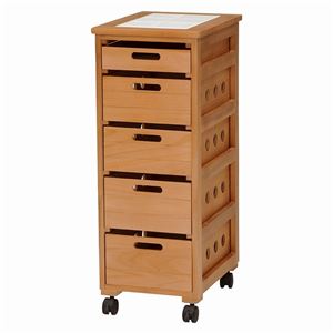 ストッカー キッチンワゴン 幅30cm スリム ナチュラル 木製 キャスター付き タイル天板 通気性抜群 キッチン 台所