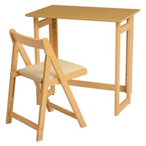折りたたみテーブル チェア セット 約幅70cm ナチュラル 木製 アジャスター付き 組立式 折りたたみデスク＆チェア