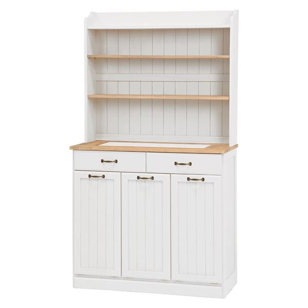 キッチン収納型 ダストボックス 【ナチュラルアイボリー 幅87×奥行38×高さ155cm】 木製 組立品 〔キッチン 台所〕【代引不可】