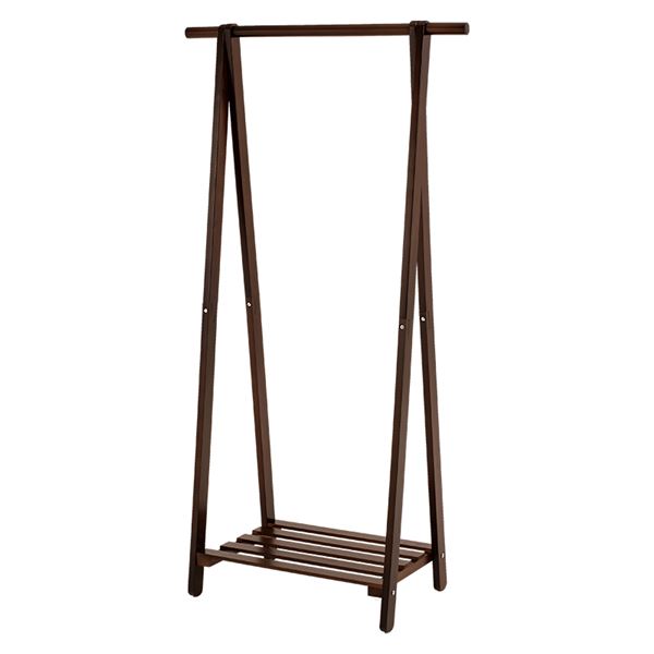 ハンガーラック 約幅幅80×奥行41×高さ150cm ダークブラウン 木製 棚付き 組立品 ベッドルーム 寝室 リビング【代引不可】