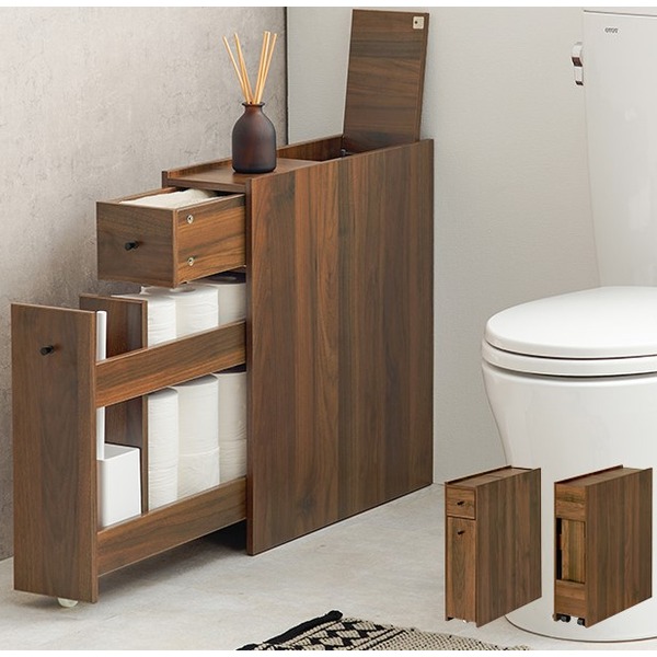 トイレラック 引き出しタイプ ブラウン 完成品 キャスターのみ取付【代引不可】