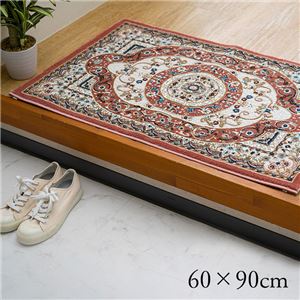 玄関マット 約60×90cm ローズ 抗菌 防臭 消臭 丈夫 耐久性 弾力性 トルコ製 ウィルトン織 玄関カーペット インテリア家具