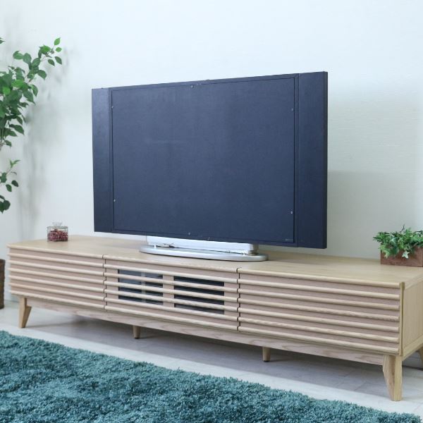 テレビ台 テレビボード 約幅176.5×奥行42.5×高さ38cm ナチュラル ルーバー 脚付き リビング ダイニング インテリア家具【代引不可】