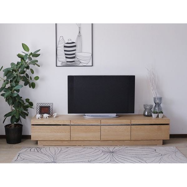 TVボード（ナチュラル） 幅約210cm [完成品］【代引不可】