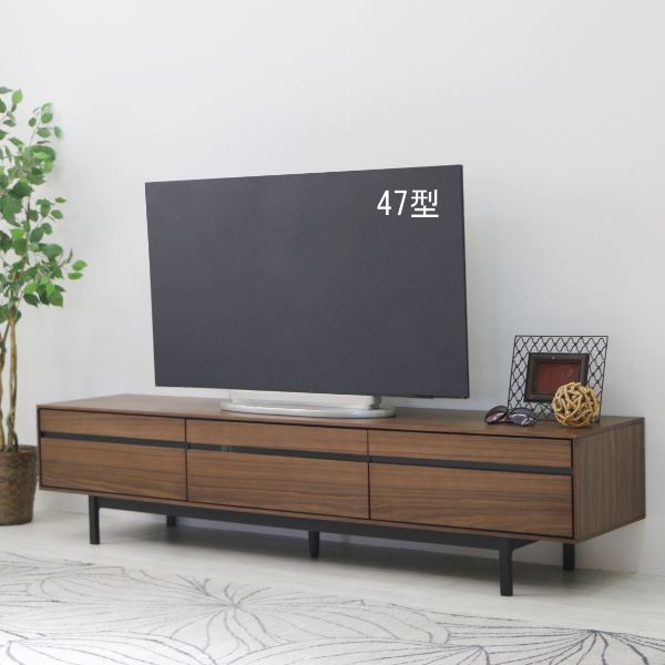 TVボード（ウォルナット） 幅約150cm [完成品/脚のみ取付］【代引不可】