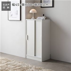 スリム 収納棚 キャビネット 約幅45×奥行30cm ホワイト 木目なし 引き戸 可動棚 背面なし リビング収納 キッチン収納 収納家具